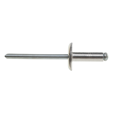 Large flat head blind rivet, aluminum-steel