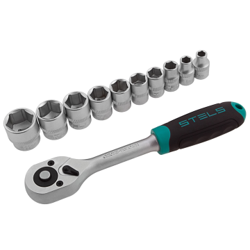 Set of 3/8" socket wrenches with ratchet