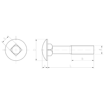 Carriage bolt, partially threaded  INOX