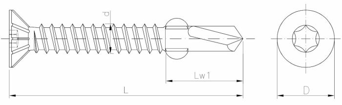Flat head self-drilling sheet metal screw with wings