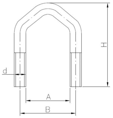 U-bolt, type D, rectangle (aerial, for roof tops)