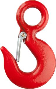 Lifting eye hook with safety latch